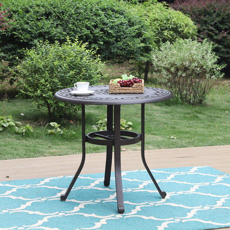 Fleur De Lis Living Cartagena Patio Outdoor Round Cast Aluminum Bistro Table Reviews Wayfair
